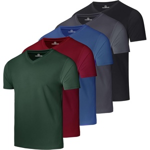 image:image5 Pack Mens Mesh V Neck T Shirts Dry Fit Athletic Workout Gym Running TeesSet 4