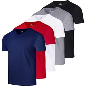 image:image5 Pack Mens Mesh V Neck T Shirts Dry Fit Athletic Workout Gym Running TeesSet 5