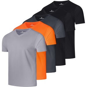image:image5 Pack Mens Mesh V Neck T Shirts Dry Fit Athletic Workout Gym Running TeesSet 7