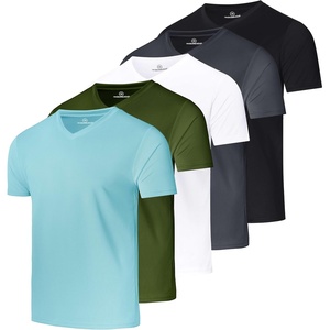 image:image5 Pack Mens Mesh V Neck T Shirts Dry Fit Athletic Workout Gym Running TeesSet 8