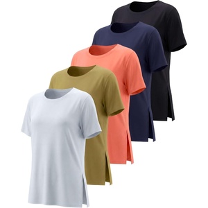 image:image5 Pack Womens Dry Fit Slit Hem Workout Tops T Shirts Athletic Gym TeesSet 1