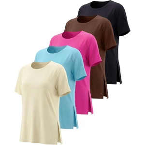 image:image5 Pack Womens Dry Fit Slit Hem Workout Tops T Shirts Athletic Gym TeesSet 3