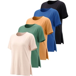 image:image5 Pack Womens Dry Fit Slit Hem Workout Tops T Shirts Athletic Gym TeesSet 4