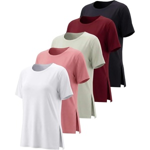 image:image5 Pack Womens Dry Fit Slit Hem Workout Tops T Shirts Athletic Gym TeesSet 5