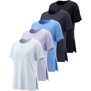 image:image5 Pack Womens Dry Fit Slit Hem Workout Tops T Shirts Athletic Gym TeesSet 6