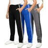 image:image3 Pack Boys Tricot Sweatpants Open Bottom Kids Teen Athletic Pants PocketsSet 2