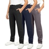image:image3 Pack Boys Tricot Sweatpants Open Bottom Kids Teen Athletic Pants PocketsSet 3