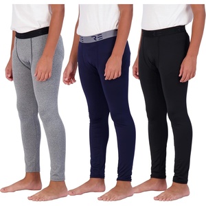 image:image3 Pack Boys Compression Pants Tights Leggings Base Layer Kids Youth SportsBlack  Navy  Heather Grey