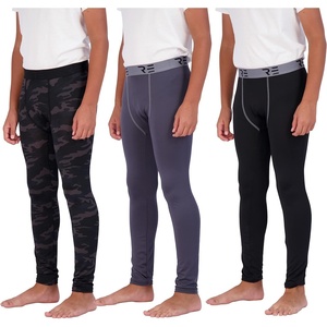 image:image3 Pack Boys Compression Pants Tights Leggings Base Layer Kids Youth SportsBlack Camo  Black  Charcoal