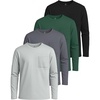 image:image4 Pack Boys Cotton Long Sleeve Shirts Crew Neck Tees Pocket Kids Teens TeeSet 6