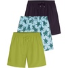 image:imageReal Essentials 3Pack Boys Swim Board Shorts Trunks with Drawstring Beach UPF Swimwear Surf Swimming Short for BoysSet 1