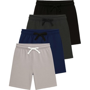 image:imageReal Essentials 4 Pack Boys Fleece Lounge Shorts  Soft PullOn Gym School Sleep amp Active Sports Shorts for KidsSet 1