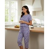 image:image2 Pack Womens Pajama Lounge Sets Capri Pants Short Sleeve Tops SleepwearSet 1