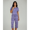 image:image2 Pack Womens Pajama Lounge Sets Capri Pants Short Sleeve Tops SleepwearSet 1