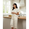 image:image2 Pack Womens Pajama Lounge Sets Capri Pants Short Sleeve Tops SleepwearSet 3