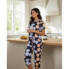 image:image2 Pack Womens Pajama Lounge Sets Capri Pants Short Sleeve Tops SleepwearSet 4