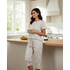 image:image2 Pack Womens Pajama Lounge Sets Capri Pants Short Sleeve Tops SleepwearSet 6