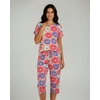 image:image2 Pack Womens Pajama Lounge Sets Capri Pants Short Sleeve Tops SleepwearSet 7