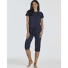 image:image2 Pack Womens Pajama Sets 2 Piece Cotton Crew Tee Capri Pants Sleepwear PJSet 4