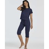image:image2 Pack Womens Pajama Sets 2 Piece Cotton Crew Tee Capri Pants Sleepwear PJSet 8