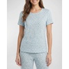 image:image2 Pack Womens Pajama Sets 2 Piece Crew Neck Tee Open Bottom Pants LoungeSoft Chambray Flowers  Orchid Petal Stripe