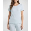 image:image2 Pack Womens Pajama Sets 2 Piece Crew Neck Tee Open Bottom Pants LoungeVapor Blue Dots  Clear Sky Stripe