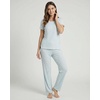 image:image2 Pack Womens Pajama Sets 2 Piece Crew Neck Tee Open Bottom Pants LoungeVapor Blue Dots  Clear Sky Stripe
