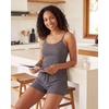 image:image2 Pack Womens Pajama Sets 2 Piece Ribbed Cropped Cami Shorts Sleepwear PJsCharcoal Heather  Grey Heather