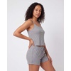 image:image2 Pack Womens Pajama Sets 2 Piece Ribbed Cropped Cami Shorts Sleepwear PJsCharcoal Heather  Grey Heather