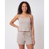 image:image2 Pack Womens Pajama Sets 2 Piece Ribbed Cropped Cami Shorts Sleepwear PJsSolid Chocolate Torte  Solid Moonbeam