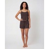image:image2 Pack Womens Pajama Sets 2 Piece Ribbed Cropped Cami Shorts Sleepwear PJsSolid Chocolate Torte  Solid Moonbeam