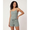 image:image2 Pack Womens Pajama Sets 2 Piece Ribbed Cropped Cami Shorts Sleepwear PJsSolid Iceberg Green  Solid Orchid Petal