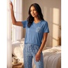 image:image2 Pack Womens Pajama Sets Short Sleeve Sleepwear Comfy Cute Loungewear PJSet N Ultimate Grey Yummy Print  Blue Yummy Print