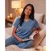 image:image2 Pack Womens Pajama Sets Short Sleeve Sleepwear Comfy Cute Loungewear PJSet O Pink Yummy Print  Blue Yummy Print