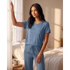 image:image2 Pack Womens Pajama Sets Short Sleeve Sleepwear Comfy Cute Loungewear PJSet O Pink Yummy Print  Blue Yummy Print