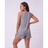 image:image3 Pack Womens Pajama Sets 3 Piece Crew Tee Tank Top Sleep Shorts SleepwearGrey Heather
