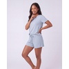 image:image3 Pack Womens Pajama Sets 3 Piece Crew Tee Tank Top Sleep Shorts SleepwearSolid Ballad Blue