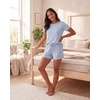 image:image3 Pack Womens Pajama Sets 3 Piece Crew Tee Tank Top Sleep Shorts SleepwearSolid Ballad Blue