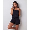 image:image3 Pack Womens Pajama Sets 3 Piece Crew Tee Tank Top Sleep Shorts SleepwearSolid Black