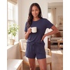 image:image3 Pack Womens Pajama Sets 3 Piece Crew Tee Tank Top Sleep Shorts SleepwearSolid Navy Blazer
