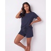 image:image3 Pack Womens Pajama Sets 3 Piece Crew Tee Tank Top Sleep Shorts SleepwearSolid Navy Blazer