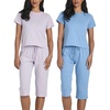 image:image2 Pack Womens Pajama Sets 2 Piece Cotton Crew Tee Capri Pants Sleepwear PJSet 1