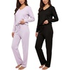 image:image2 Pack Womens Pajama Sets 2 Piece Cotton Long Sleeve Top Pants SleepwearSet 1