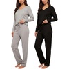 image:image2 Pack Womens Pajama Sets 2 Piece Cotton Long Sleeve Top Pants SleepwearSet 8