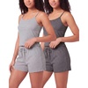 image:image2 Pack Womens Pajama Sets 2 Piece Ribbed Cropped Cami Shorts Sleepwear PJsCharcoal Heather  Grey Heather
