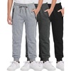 image:image3 Pack Boys Fleece Joggers Sweatpants Kids Youth Sweats Athletic Pants TeenSolid Black  Charcoal Heather  Grey Heather