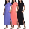 image:image3 Pack Womens Maxi Dresses Casual Short Sleeve TShirt Dress Long SlitSet 6