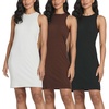 image:image3 Pack Womens Ribbed Mini Sleeveless Tank High Neck Dresses Casual DressSet 1