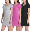 image:image3 Pack Womens Tshirt Dress Ribbed V Neck Short Sleeve Casual Summer DressSet 2