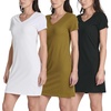 image:image3 Pack Womens Tshirt Dress Ribbed V Neck Short Sleeve Casual Summer DressSet 8